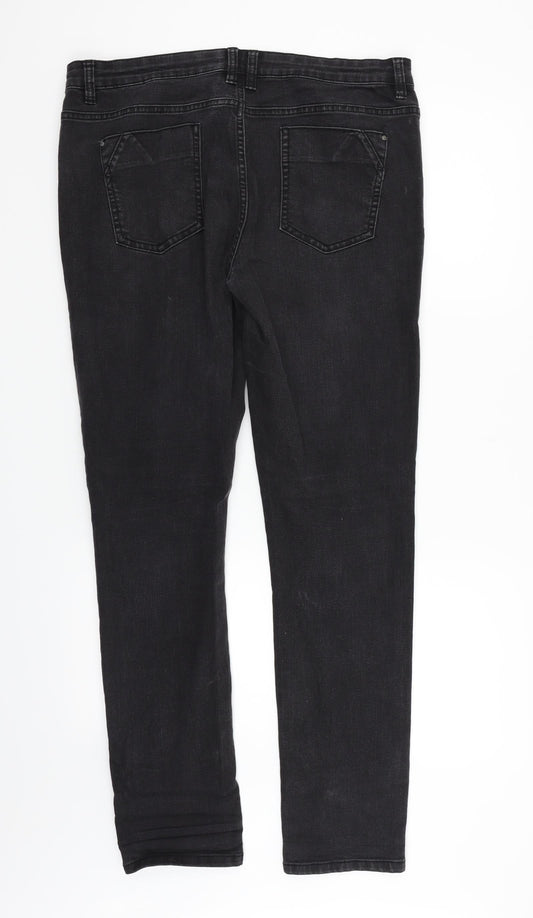 deniem & co Womens Grey Straight Jeans Size 14 L29 in