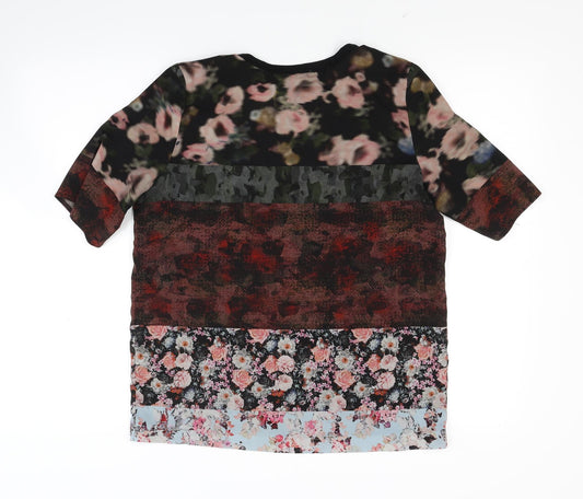 Topshop Womens Multicoloured Floral Basic T-Shirt Size 8