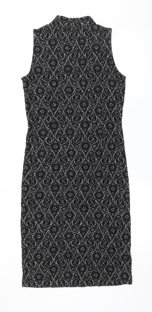 NEXT Womens Black Geometric Jersey Bodycon Size 8