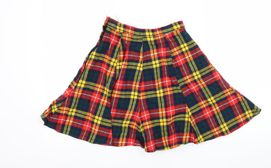 The Fashion Pirate Womens Multicoloured Check Flare Skirt Size 26 in