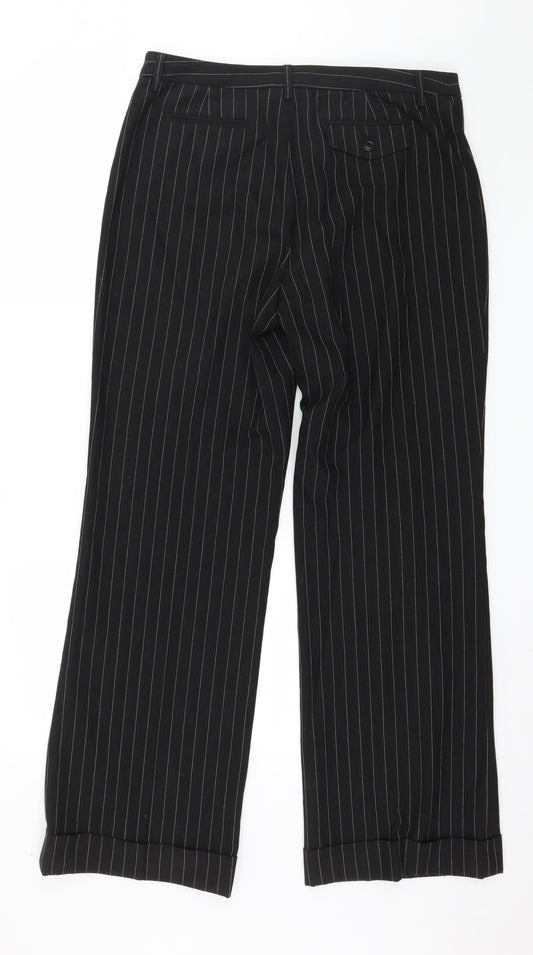 Preworn Womens Black Striped Trousers Size 34 in L32 in