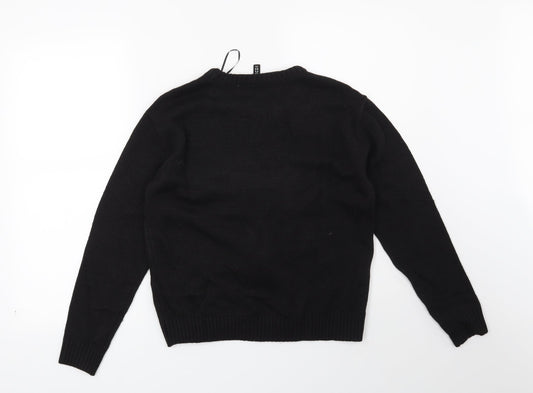 H&M Womens Black Pullover Jumper Size XS - Make it Reindeer!