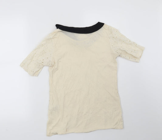 NEXT Womens Beige Floral Basic Blouse Size 8