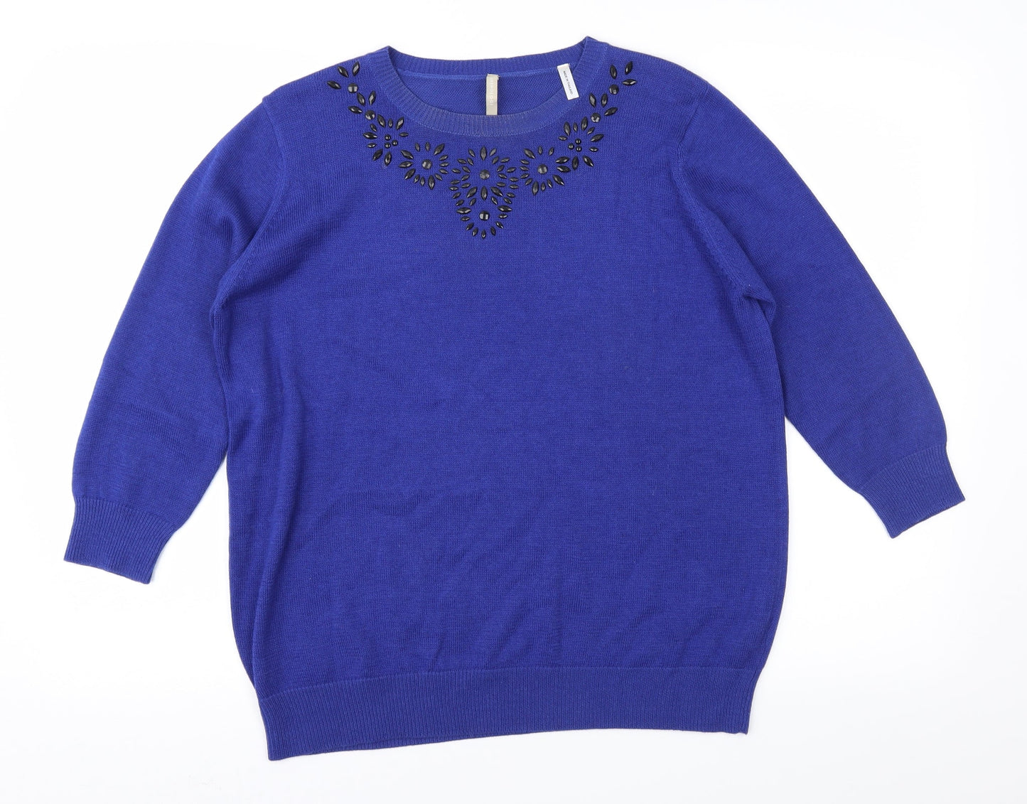 Anthology Womens Blue Knit Pullover Jumper Size 12