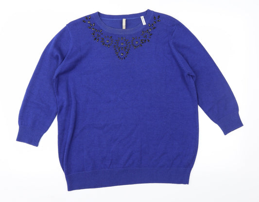 Anthology Womens Blue  Knit Pullover Jumper Size 12