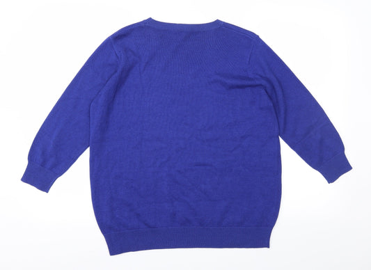 Anthology Womens Blue  Knit Pullover Jumper Size 12