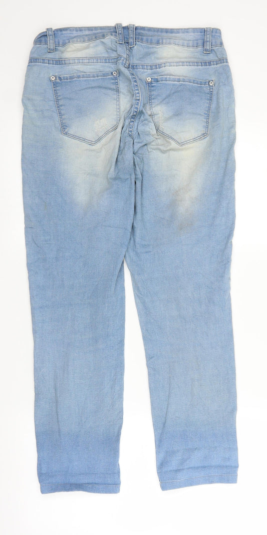 idodo Womens Blue Denim Straight Jeans Size 12 L25 in