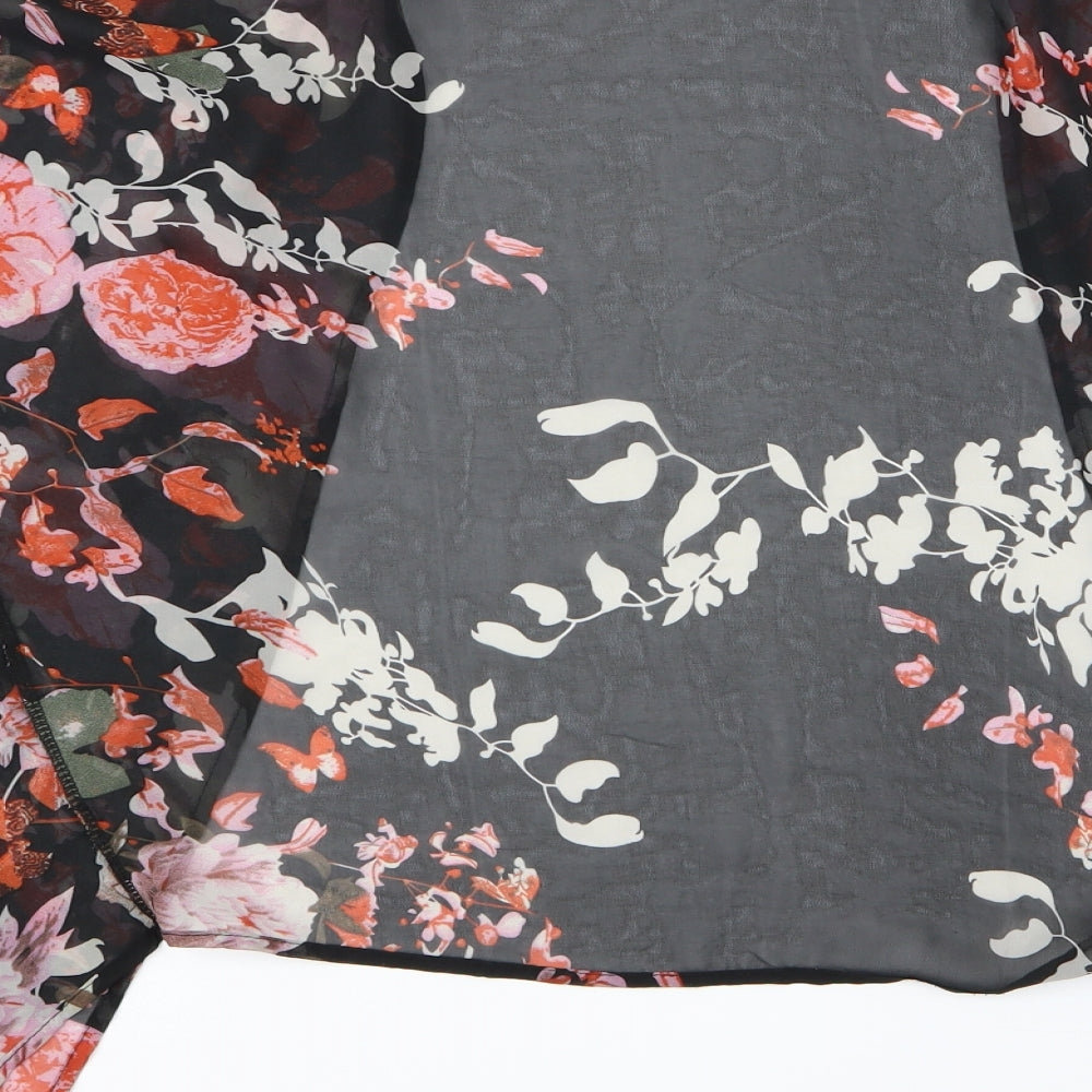Preworn Womens Black Floral Basic Blouse Size L