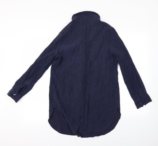 riva Womens Blue Basic Button-Up Size S