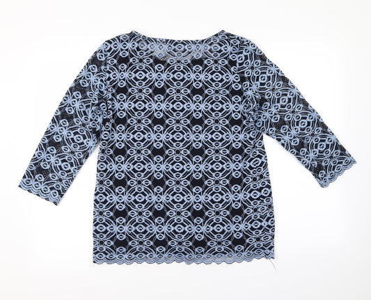 peruna Womens Blue Floral Cardigan Jumper Size 14