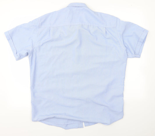 licoln Mens Blue Striped Polo Size L