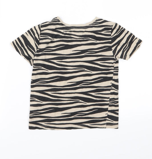 H&M Boys Beige Animal Print Basic T-Shirt Size 2 Years