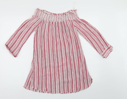 NEXT Womens Red Striped Basic Blouse Size 8