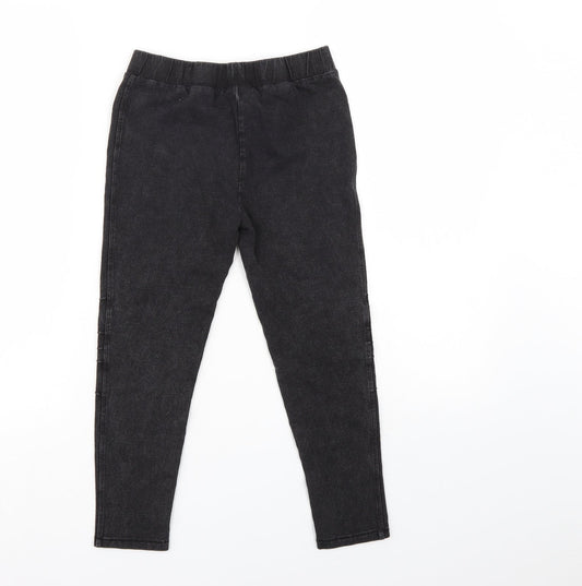 NEXT Girls Black Jegging Trousers Size 9 Years - Elastic Waist