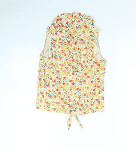 New Look Womens Yellow Floral Basic Button-Up Size 8