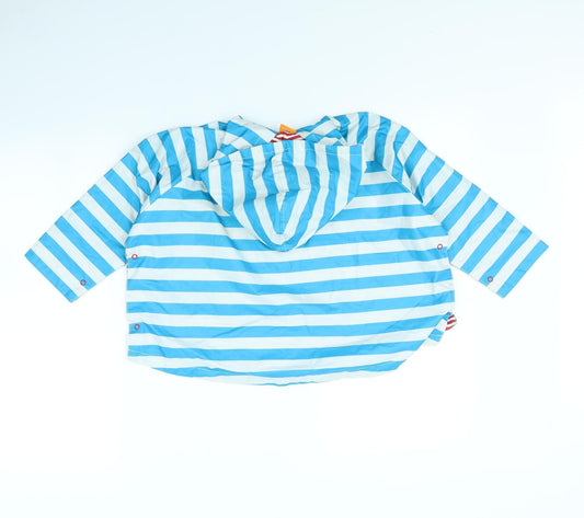 Mini Mode Boys Blue Striped Rain Coat Coat Size 4 Years
