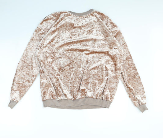 Warehouse Womens Pink Velvet Pullover Jumper Size M