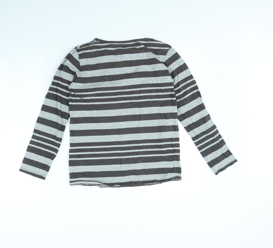 kiin Womens Grey Striped Basic T-Shirt Size 12