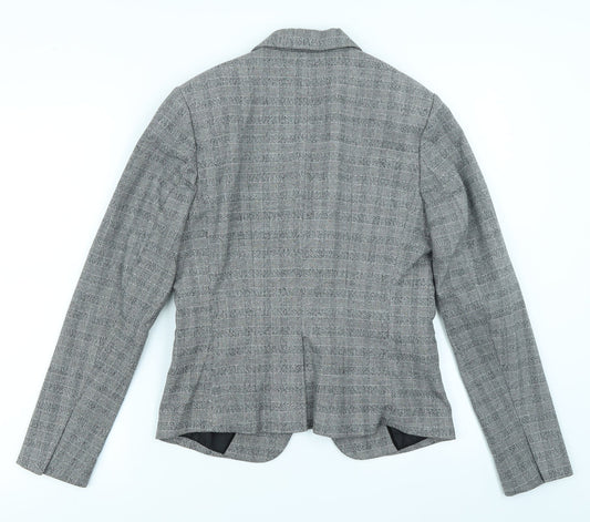 H&M Womens Grey Check Jacket Blazer Size 10