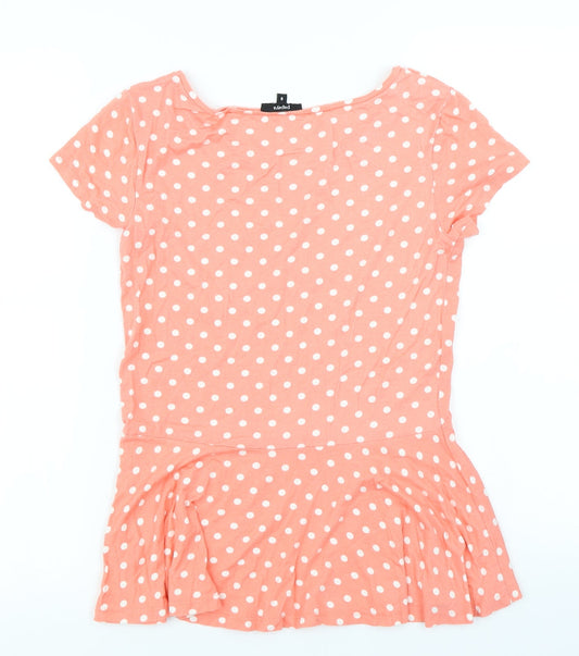 Papaya Womens Pink Polka Dot Basic T-Shirt Size 8