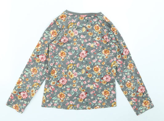 Nutmeg Girls Grey Floral Basic T-Shirt Size 8-9 Years