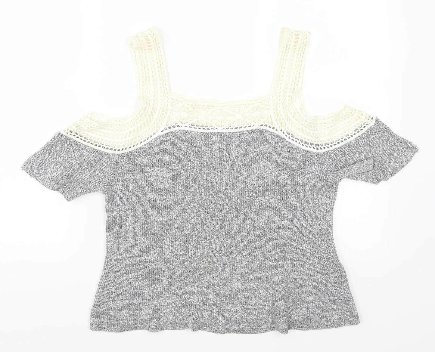 Hollister Womens Grey Pullover Jumper Size S - Lace Detail