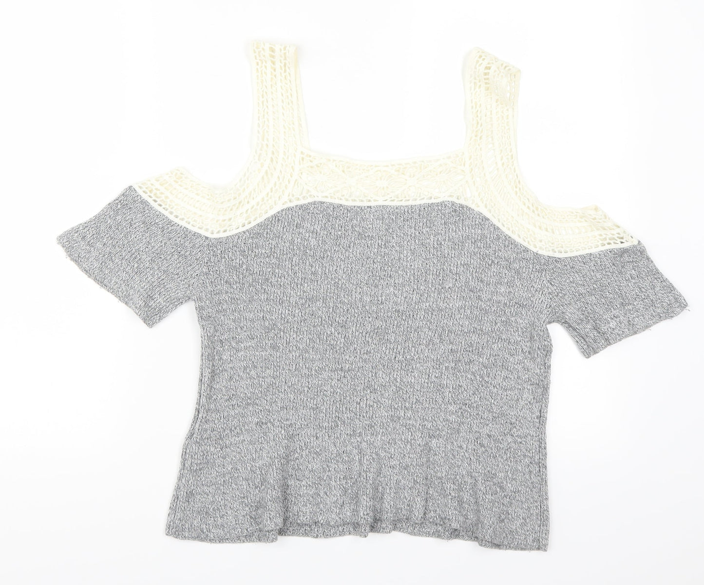 Hollister Womens Grey Pullover Jumper Size S - Lace Detail