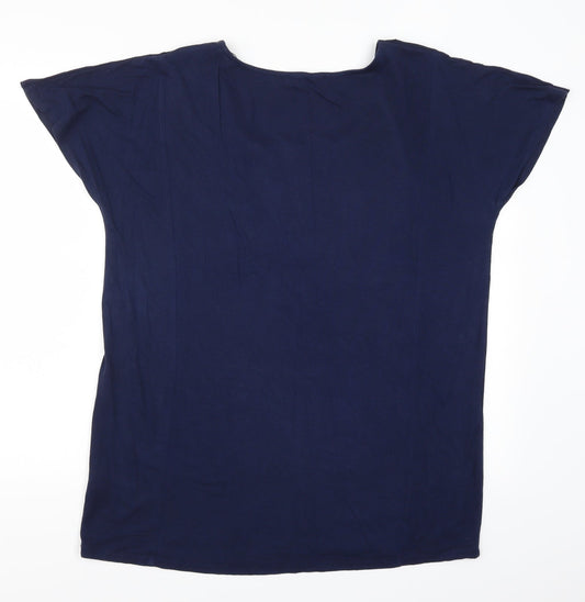 So Fabulous Womens Blue Polka Dot Basic T-Shirt Size 16