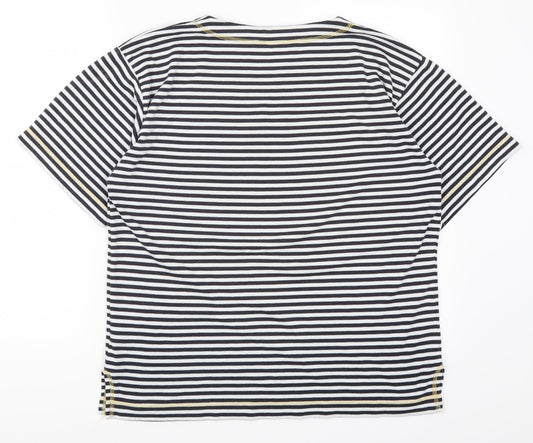 Donna Lewis Womens Blue Striped Basic T-Shirt Size M - Anchor Print