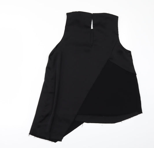 Topshop Womens Black Camisole Blouse Size 8 - SHAPED FRAYED HEM