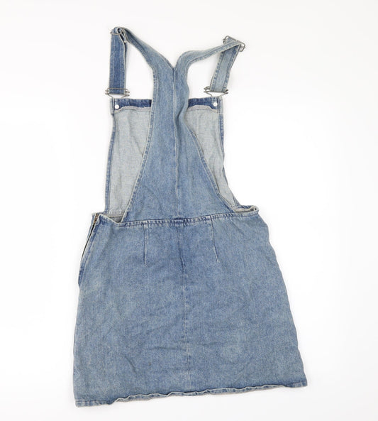 Topshop Womens Blue Denim Pinafore/Dungaree Dress Size 6