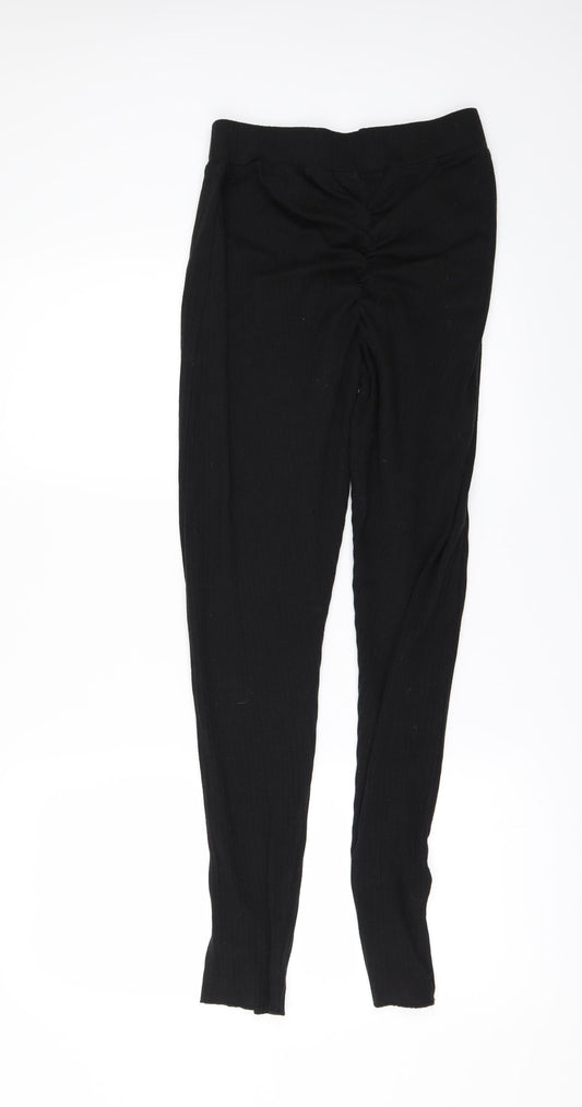 PRETTYLITTLETHING Womens Black Cargo Leggings Size 10 L28 in - split ankle