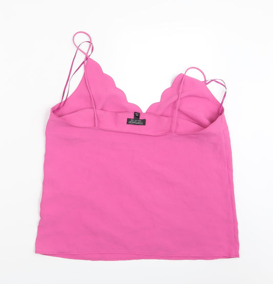 Topshop Womens Pink Mesh Basic Blouse Size 12