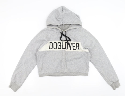 Preworn Womens Grey Pullover Hoodie Size M - cropped dog lover