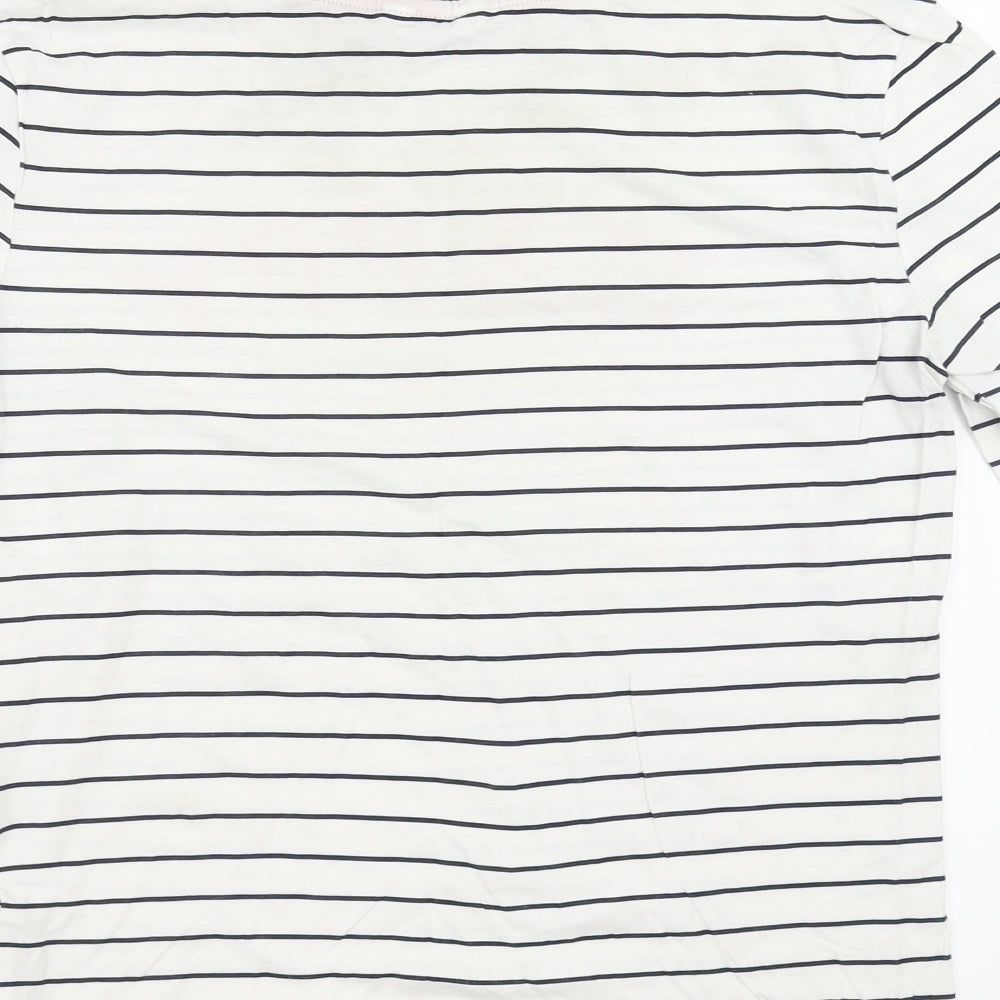 Marks and Spencer Womens White Striped Top Pyjama Top Size 8 - happy