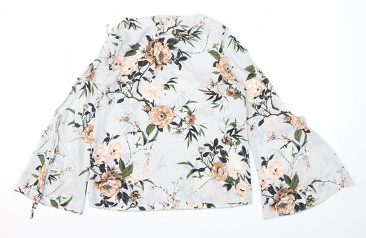 Dorothy Perkins Womens Grey Floral Basic T-Shirt Size 10