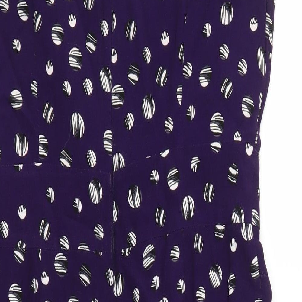 Debehams Womens Purple Polka Dot Fit & Flare Size 10