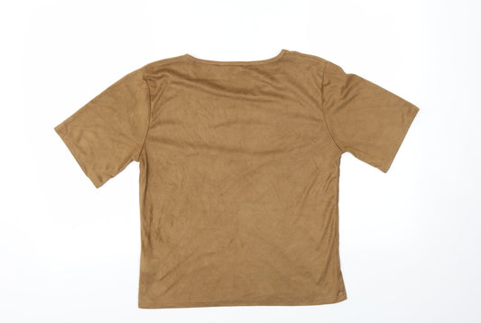 Select Womens Brown Basic T-Shirt Size 6