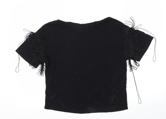 New Look Womens Black Basic T-Shirt Size 8