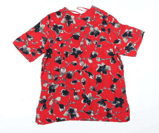 OPUS Womens Red Floral Basic Button-Up Size 16