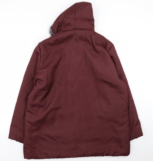 Anne De Lancay Womens Red Parka Coat Size L