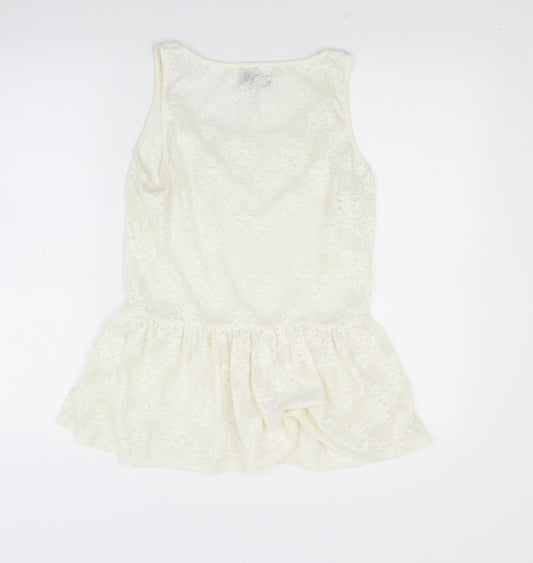 Zara Womens White Floral Tunic Tank Size M