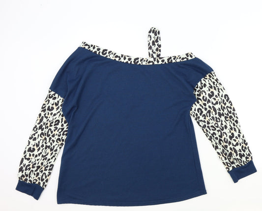 Preworn Womens Blue Animal Print Pullover Jumper Size XL