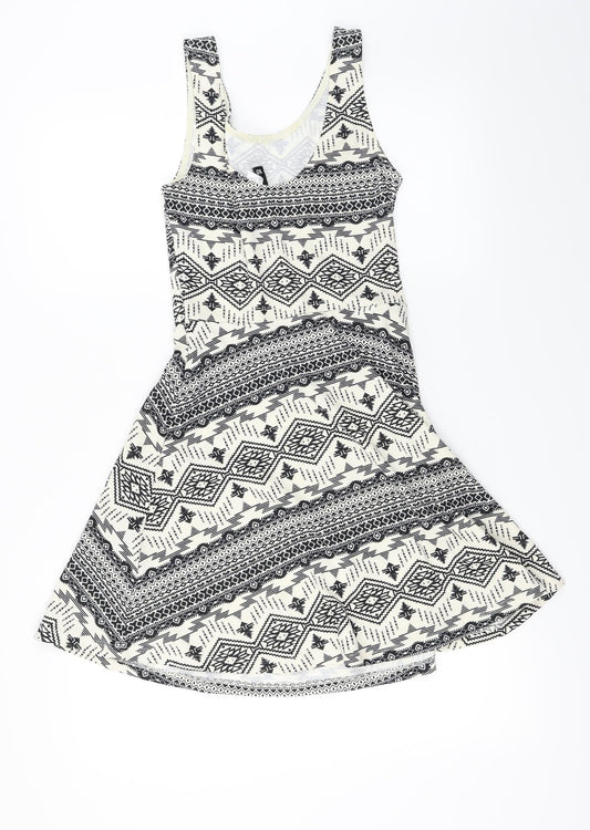 H&M Womens Ivory Herringbone A-Line Size 10