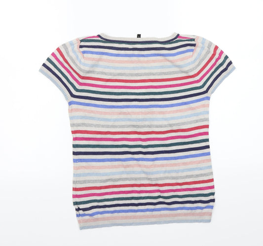 Topshop Womens Grey Striped Basic T-Shirt Size 8