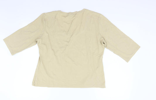 Aria Womens Beige Basic T-Shirt Size 16