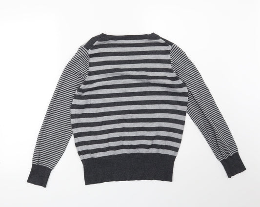 Marks and Spencer Womens Grey Striped Pullover Jumper Size 12