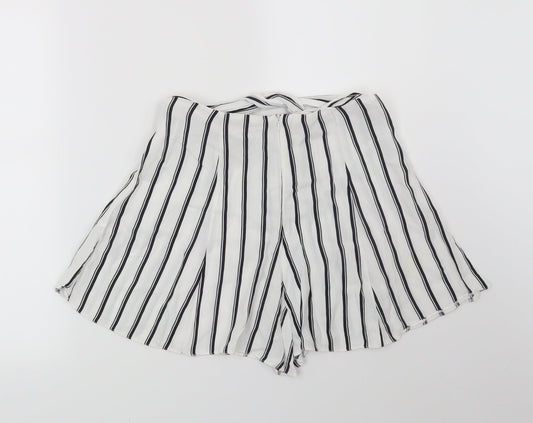 Miss Selfridge Womens White Striped Hot Pants Shorts Size 6
