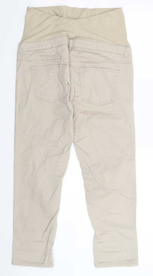 H&M Womens Beige Denim Cropped Trousers Size 14 L23 in