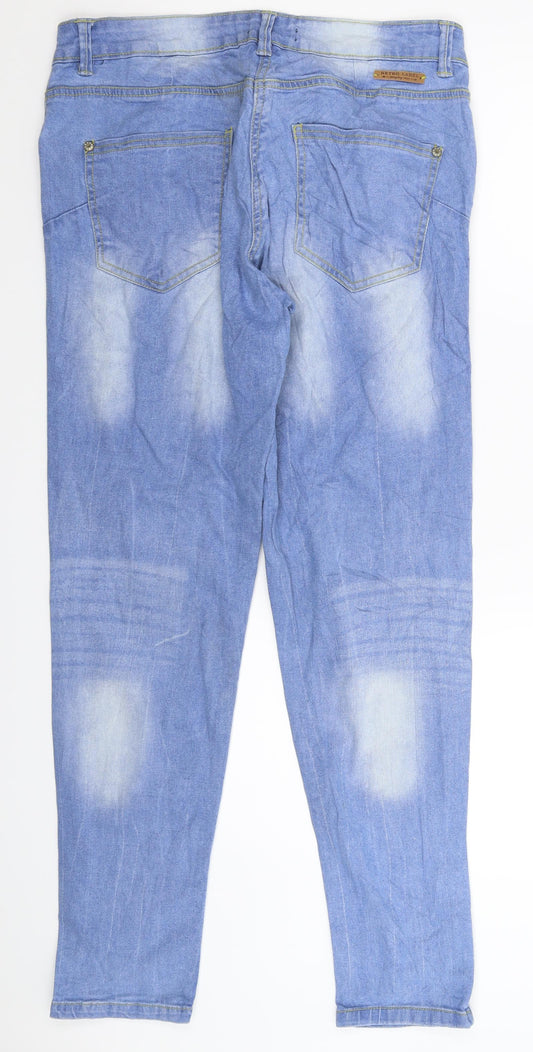 Retro Womens Blue Denim Skinny Jeans Size 32 in L30 in